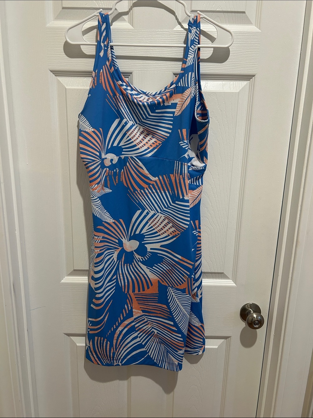 Columbia Blue Floral Print Tank Dress 👗 r Swim Coverup